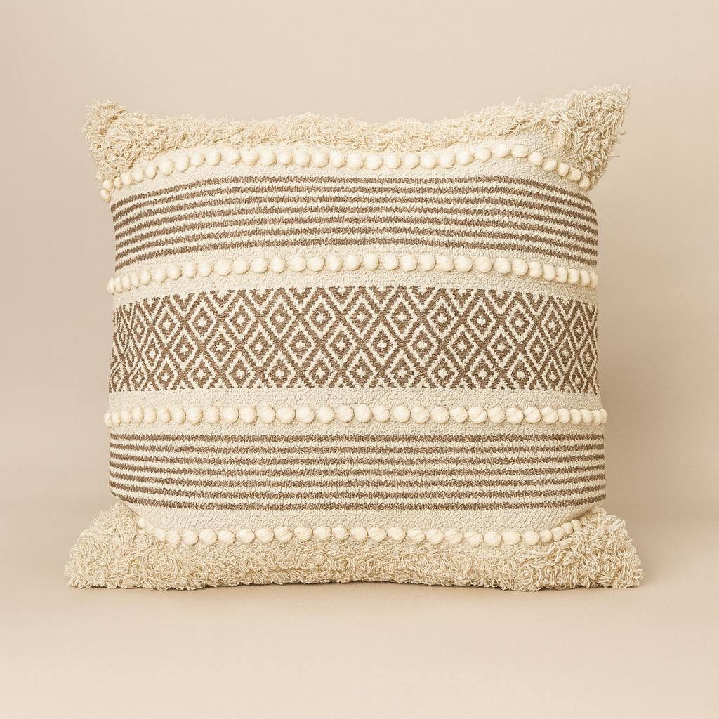 Boho Oversized Cushion Cover – Hazel and Vanilla – Shaggy Tuft