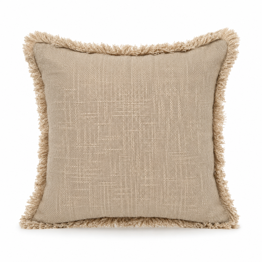 Boho Cushion Cover – Oatmeal Fringe