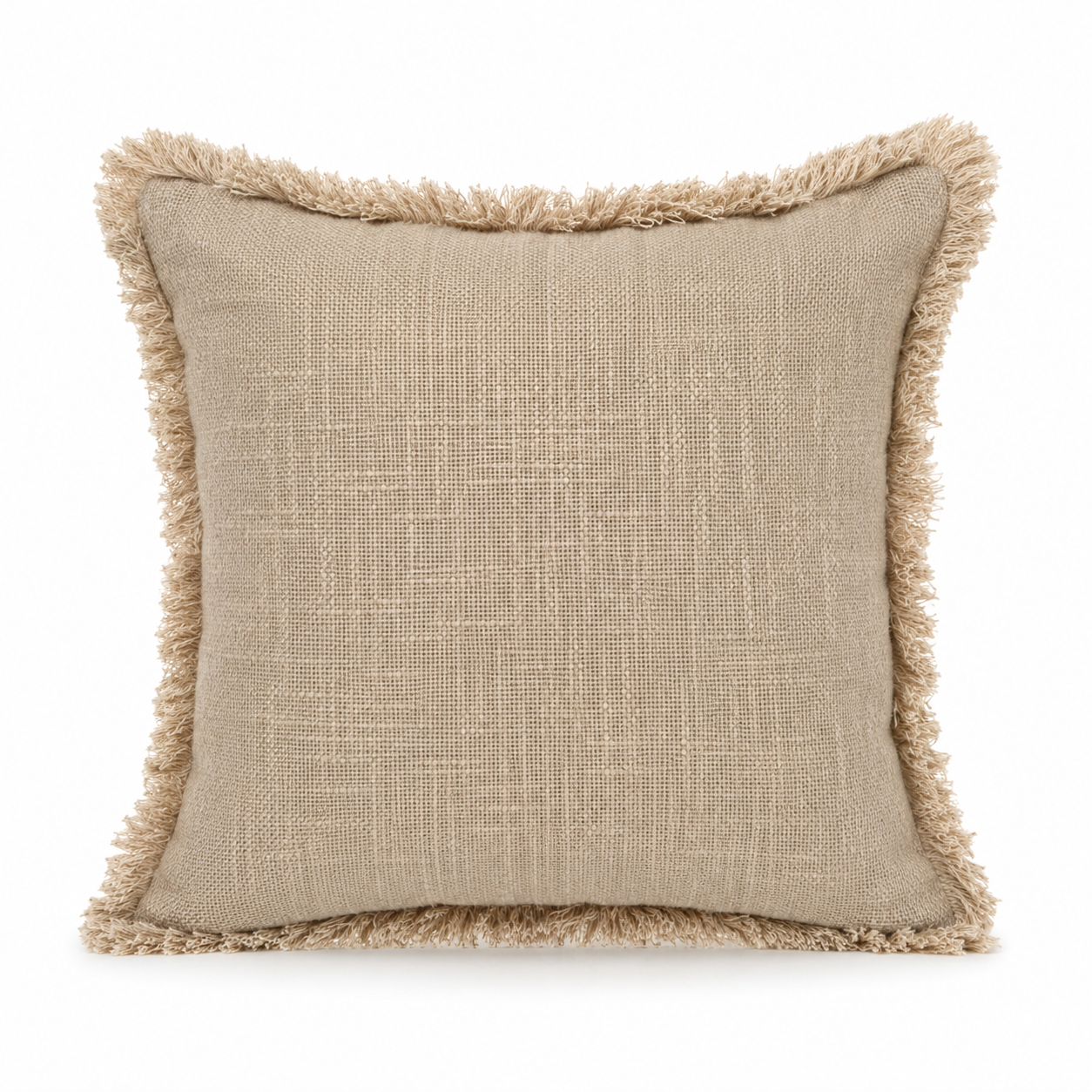 Boho Cushion Cover – Oatmeal Fringe