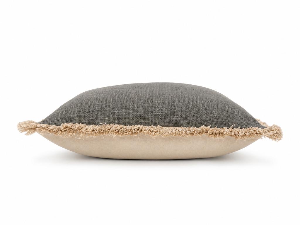Boho Cushion Cover – Earl Grey Fringe