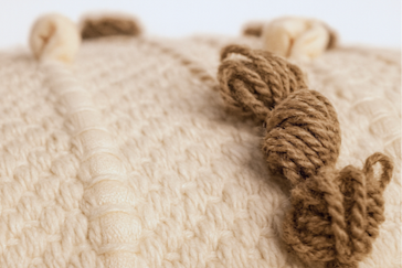 Boho Cushion Cover – Coffee Cream Knotted Bands