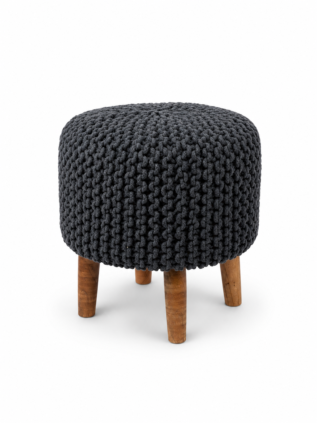 Soft Furnishings – Charcoal Macramé Ottoman