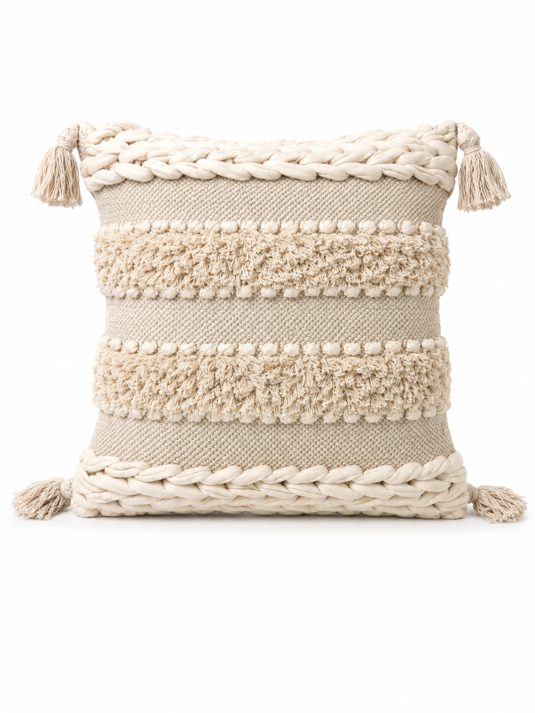 Boho Cushion Cover – Vanilla Cream Braids