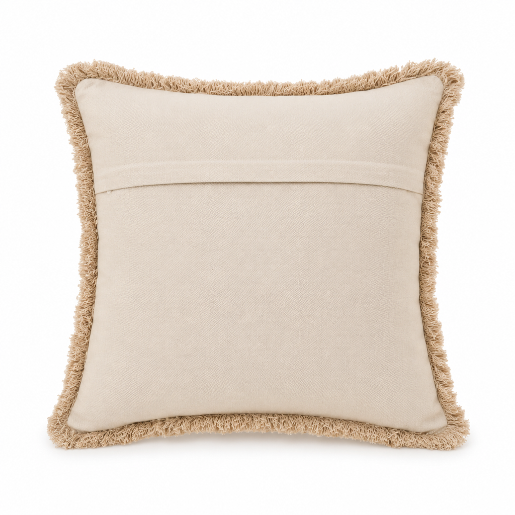 Boho Cushion Cover – Earl Grey Fringe