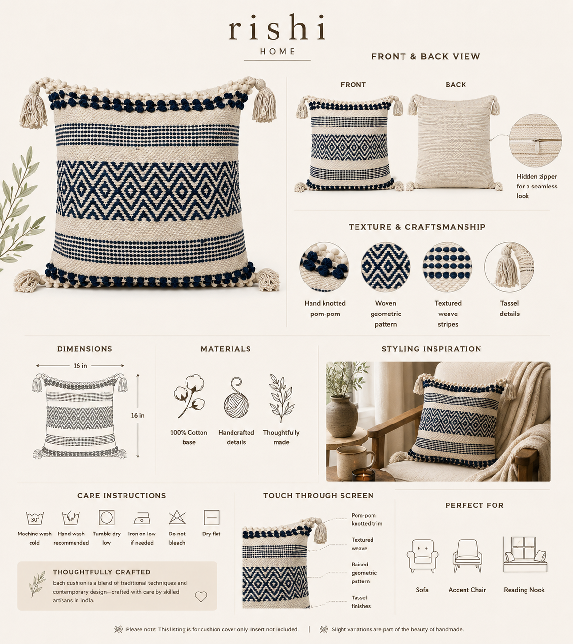 Boho Cushion Cover – Blueberry Yogurt Weave