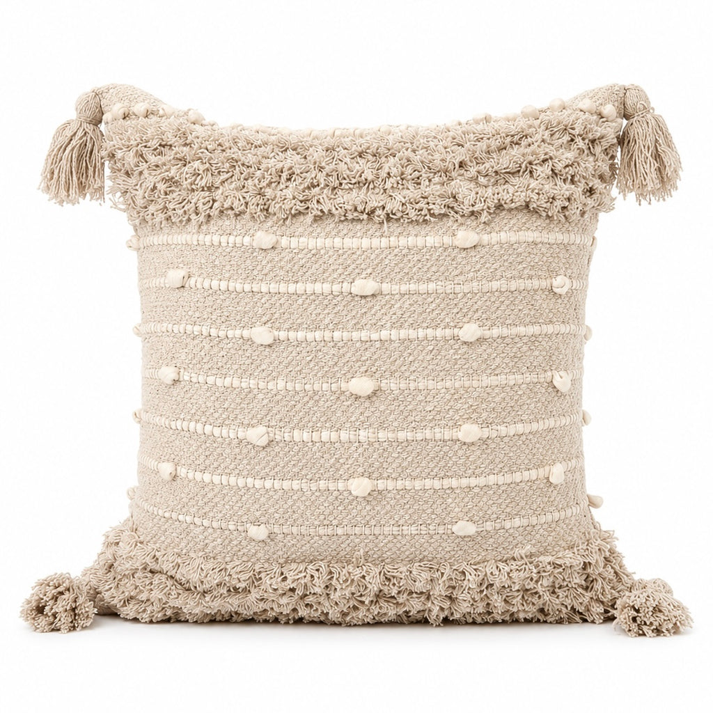 Boho Cushion Cover – Oat Milk Tufted