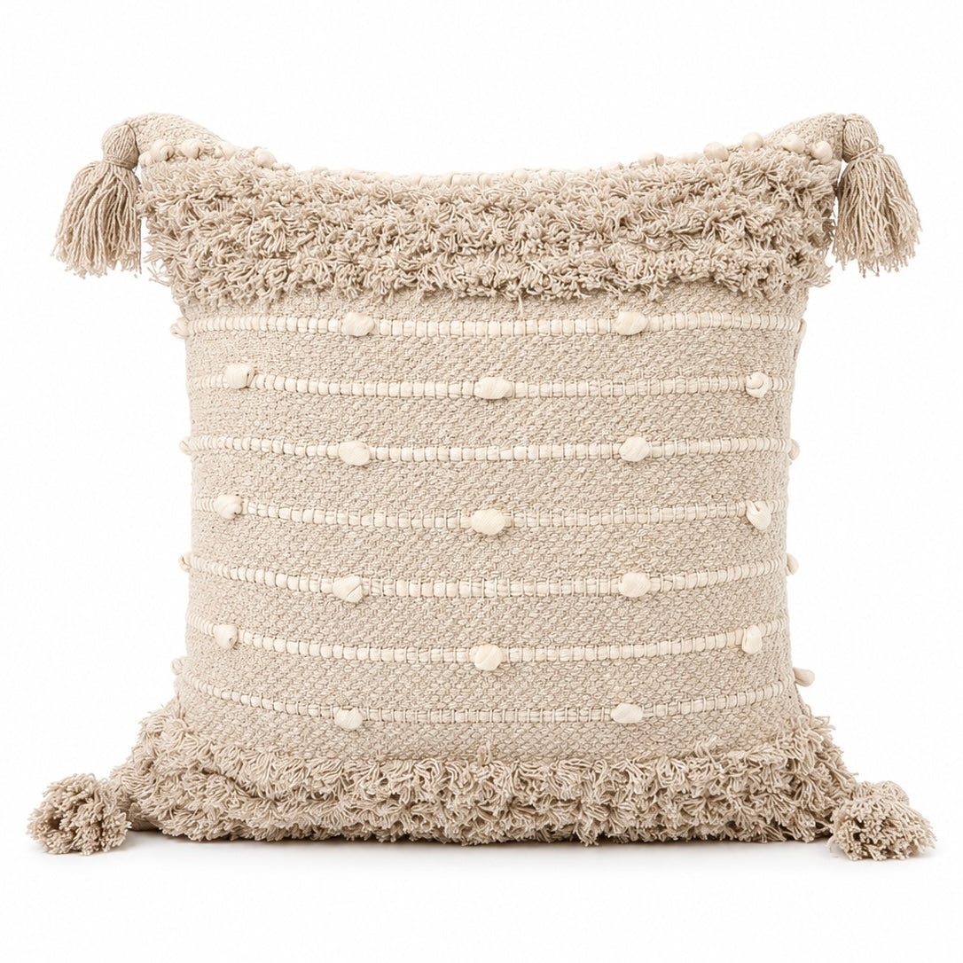 Boho Cushion Cover – Oat Milk Tufted