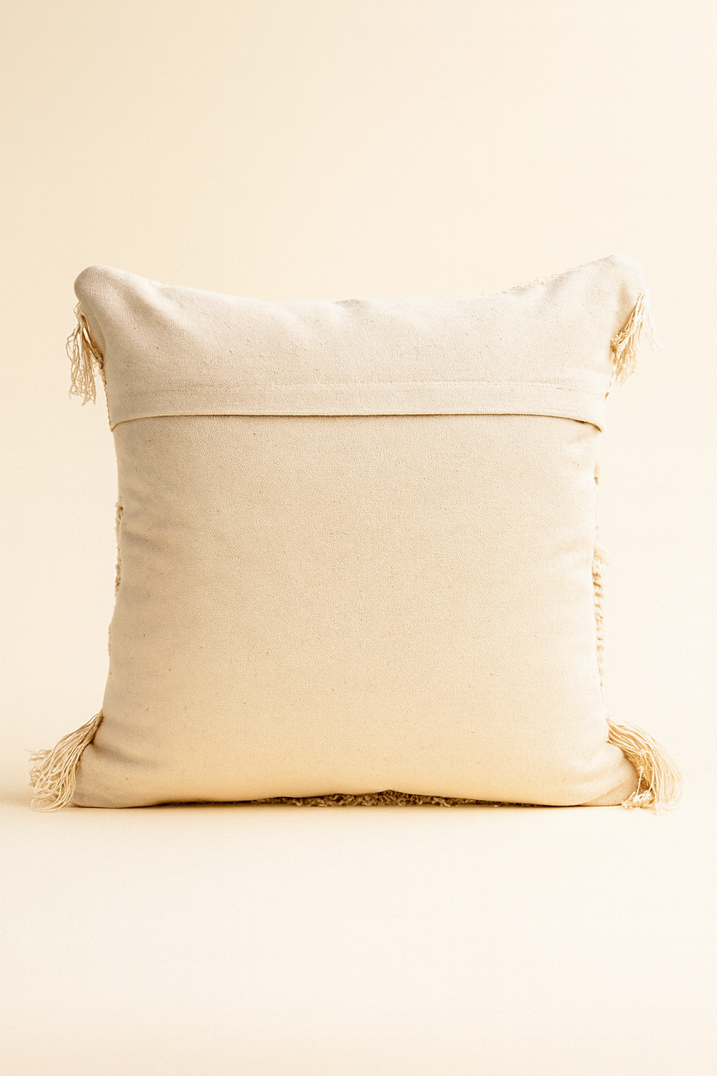 Boho Cushion Cover – Vanilla and Hazelnut - Double Fringe