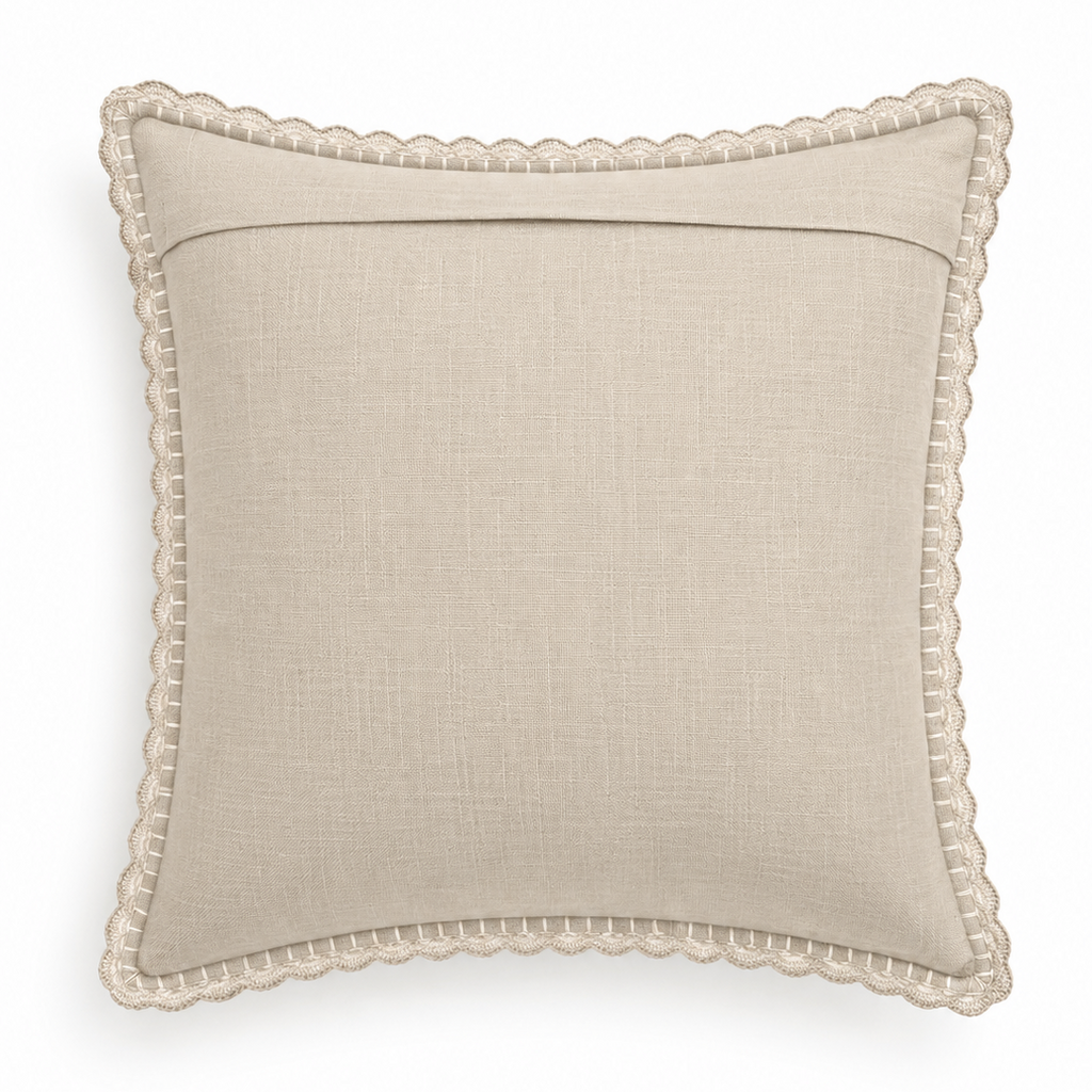 Crochet Écru Cushion Cover