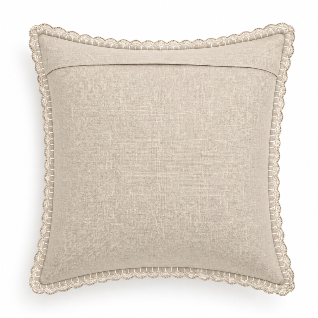 Crochet Écru Cushion Cover