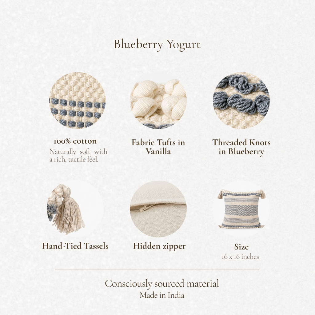 Boho Cushion Cover – Blueberry Yogurt Weave