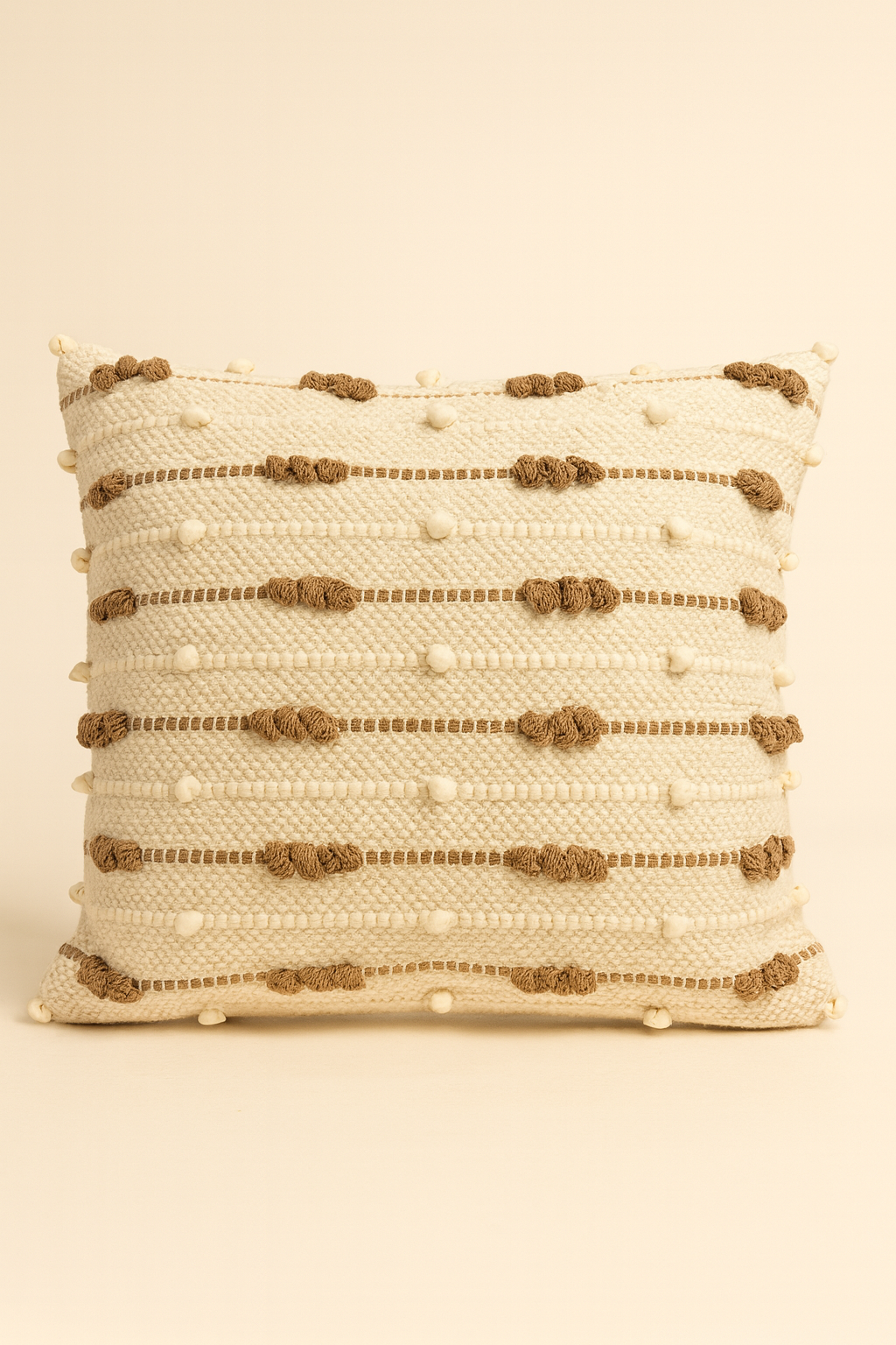 Boho Cushion Cover – Coffee Cream Minimal Knots