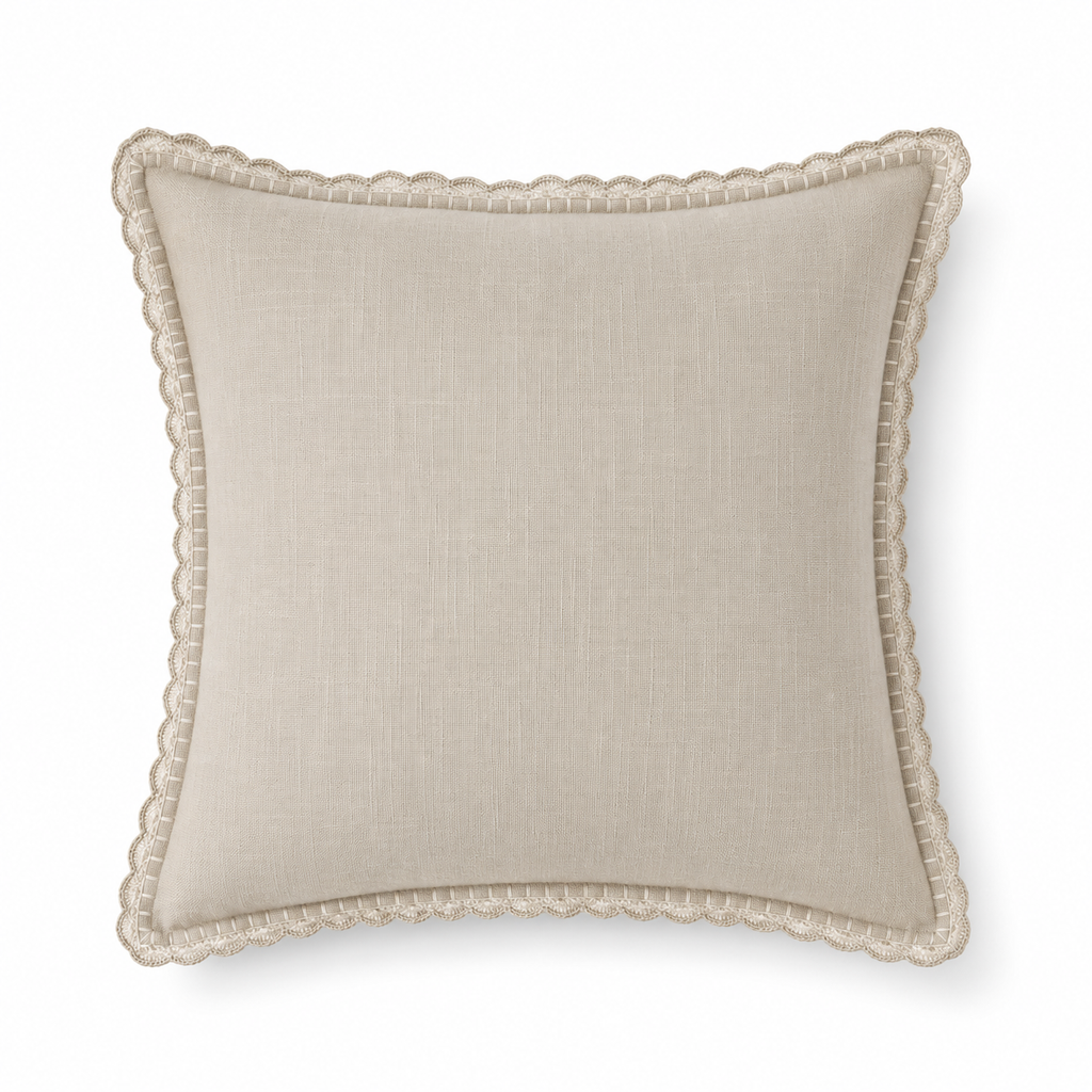 Crochet Écru Cushion Cover