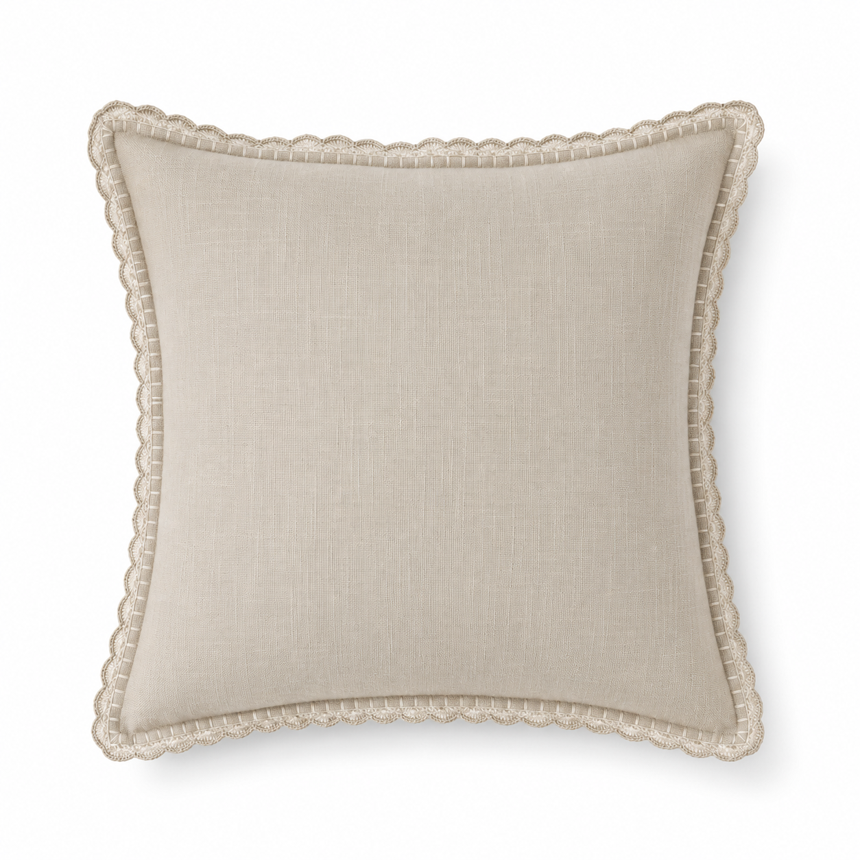 Crochet Écru Cushion Cover