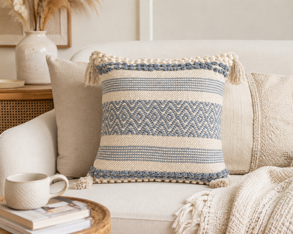 Boho Cushion Cover – Blueberry Yogurt Weave