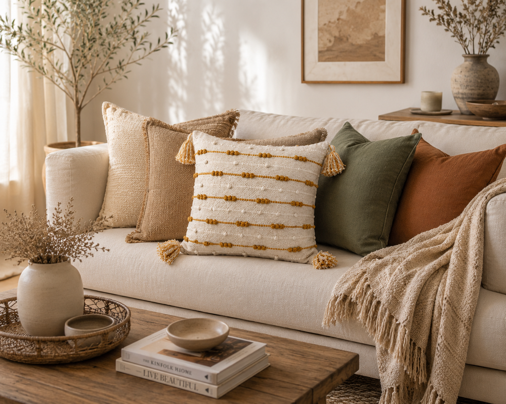 Boho Cushion Cover – Mango Duet Minimal Knots
