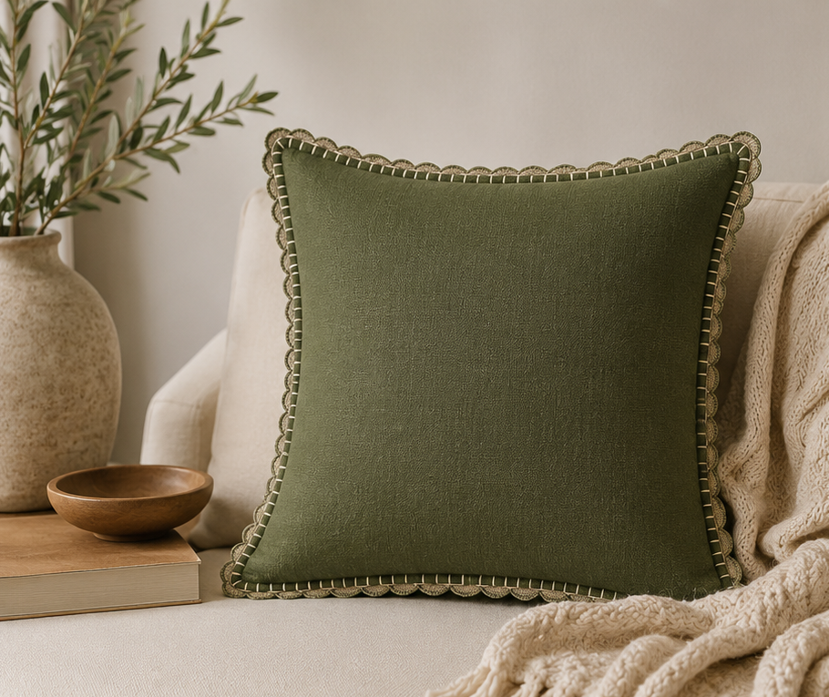 Crochet Willow Green Cushion Cover