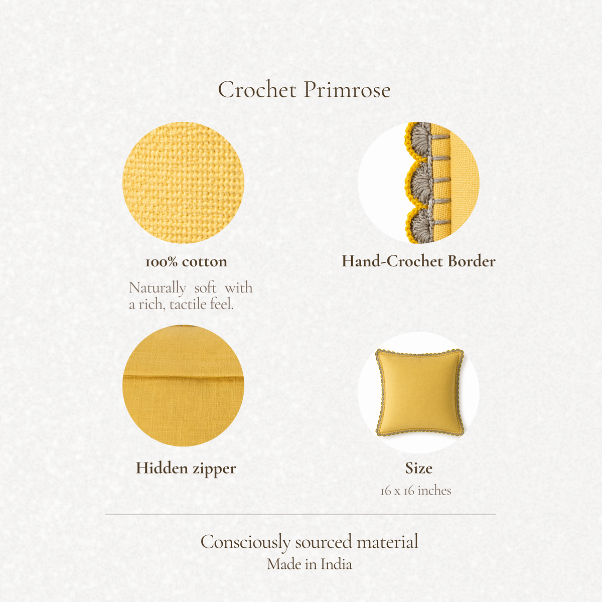 Studio Collection – Crochet Primrose Cushion Cover