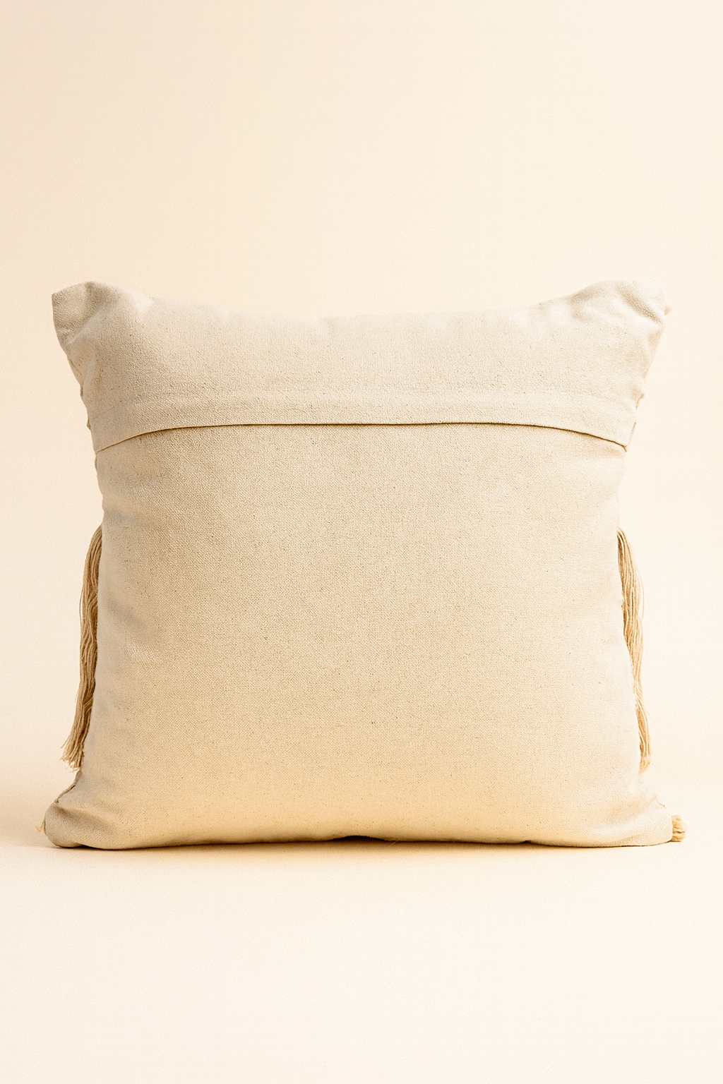 Boho Cushion Cover – Deep Noir on Vanilla - Diagonal Fringe