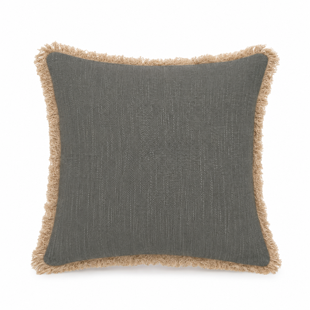 Boho Cushion Cover – Earl Grey Fringe