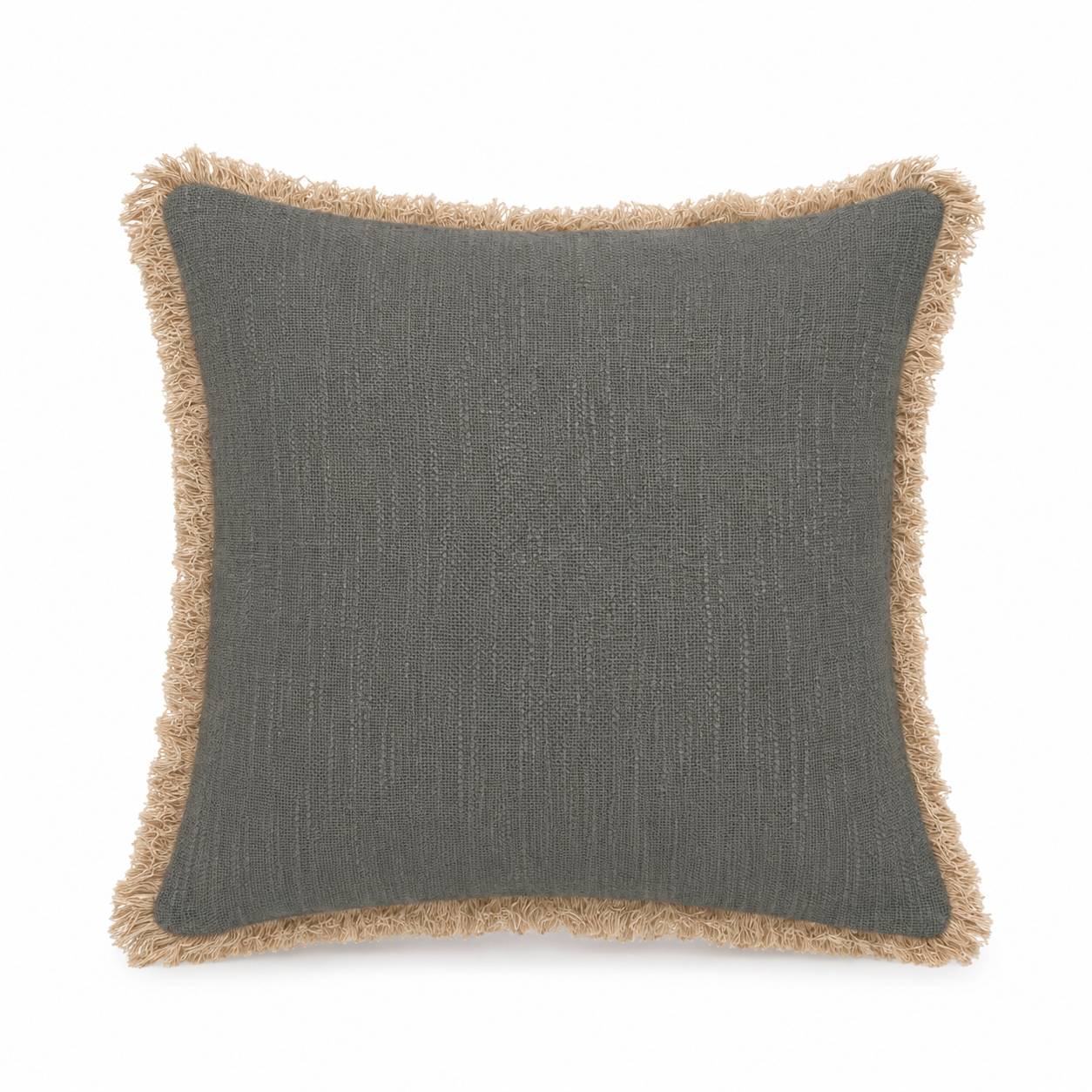 Boho Cushion Cover – Earl Grey Fringe