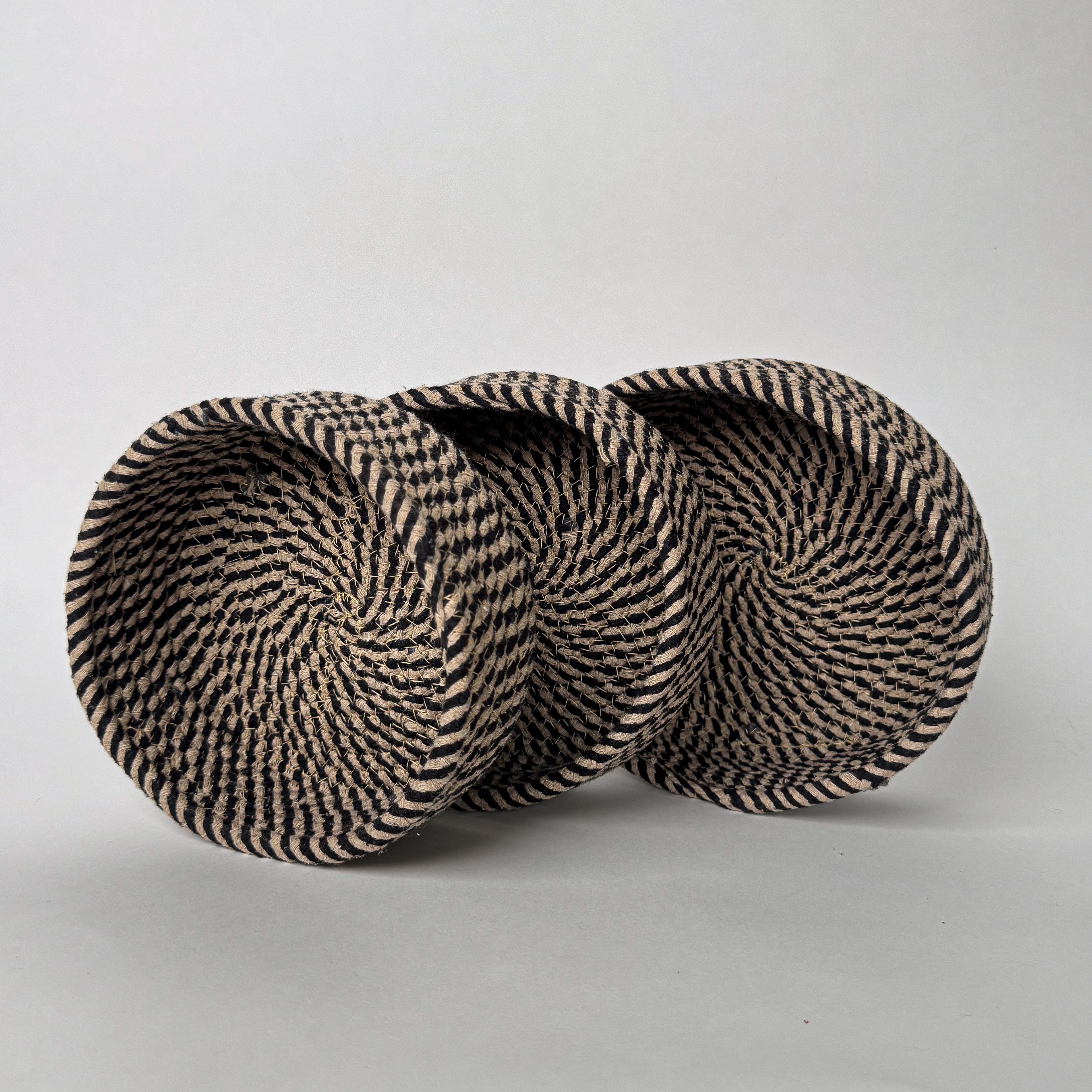 Jute & Cotton Nesting Baskets – Handwoven Set of 3 (Round)