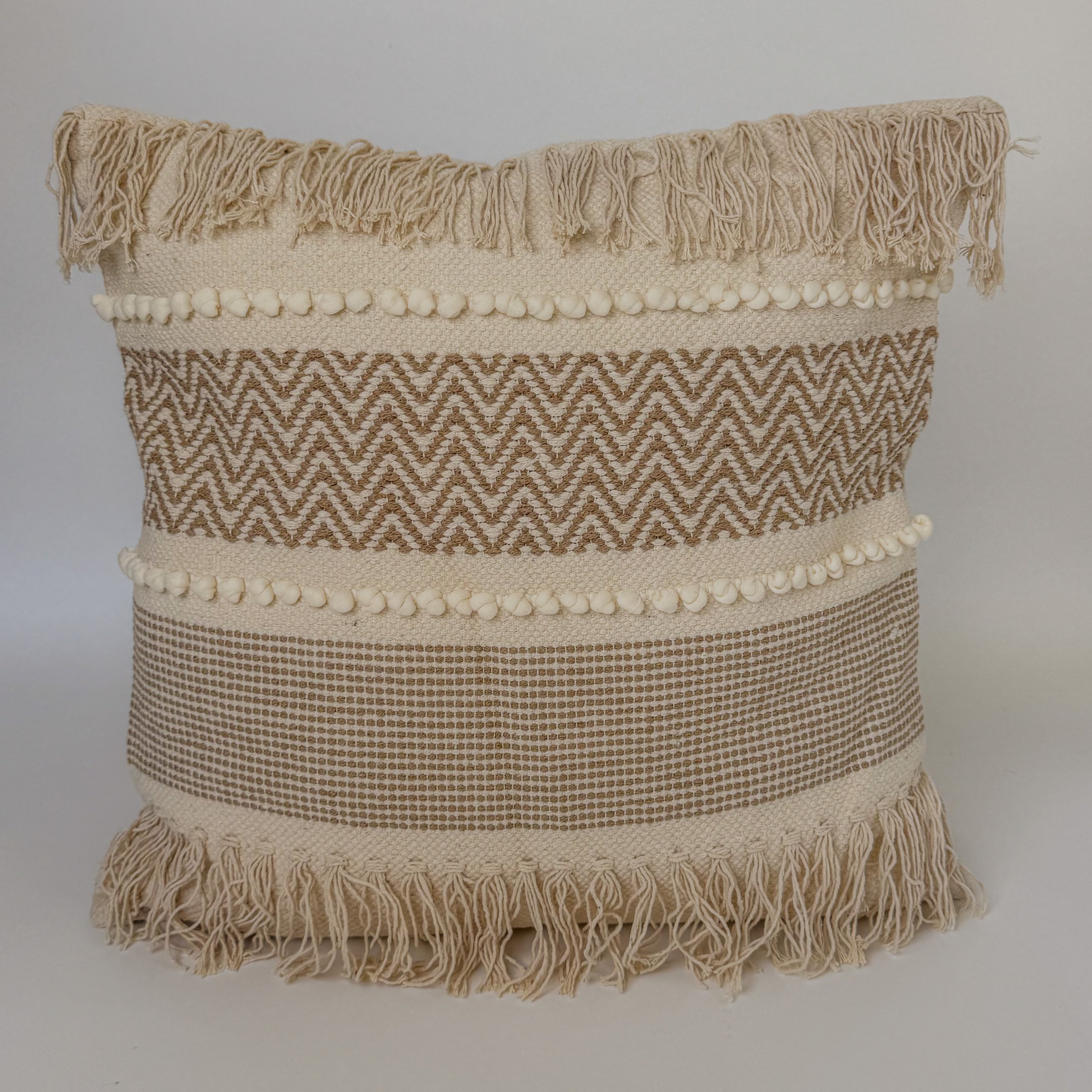 Boho Oversized Cushion Cover – Hazel and Vanilla – Double Fringe