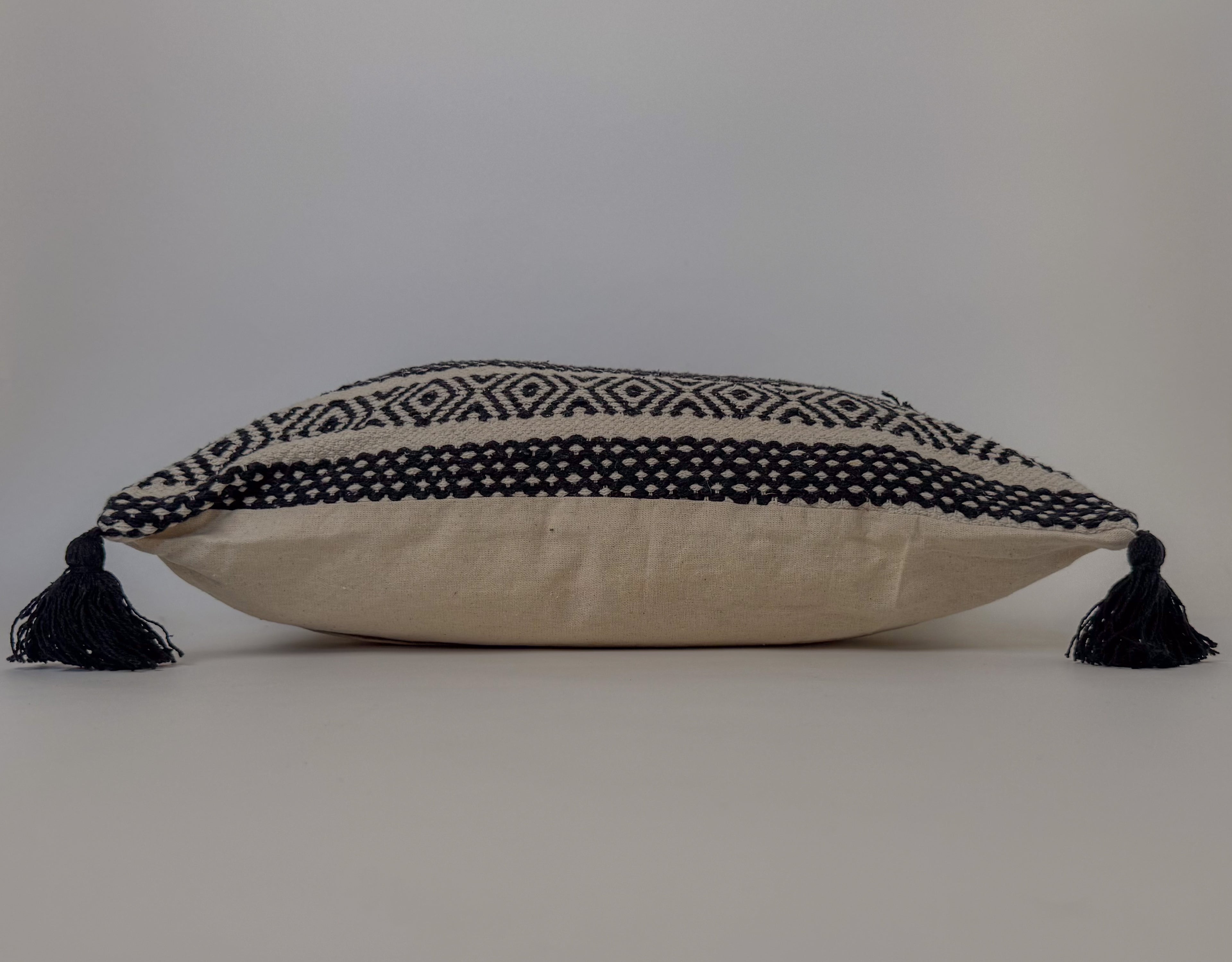 Boho Oversized Cushion Cover – Obsidian Tribal Stripes