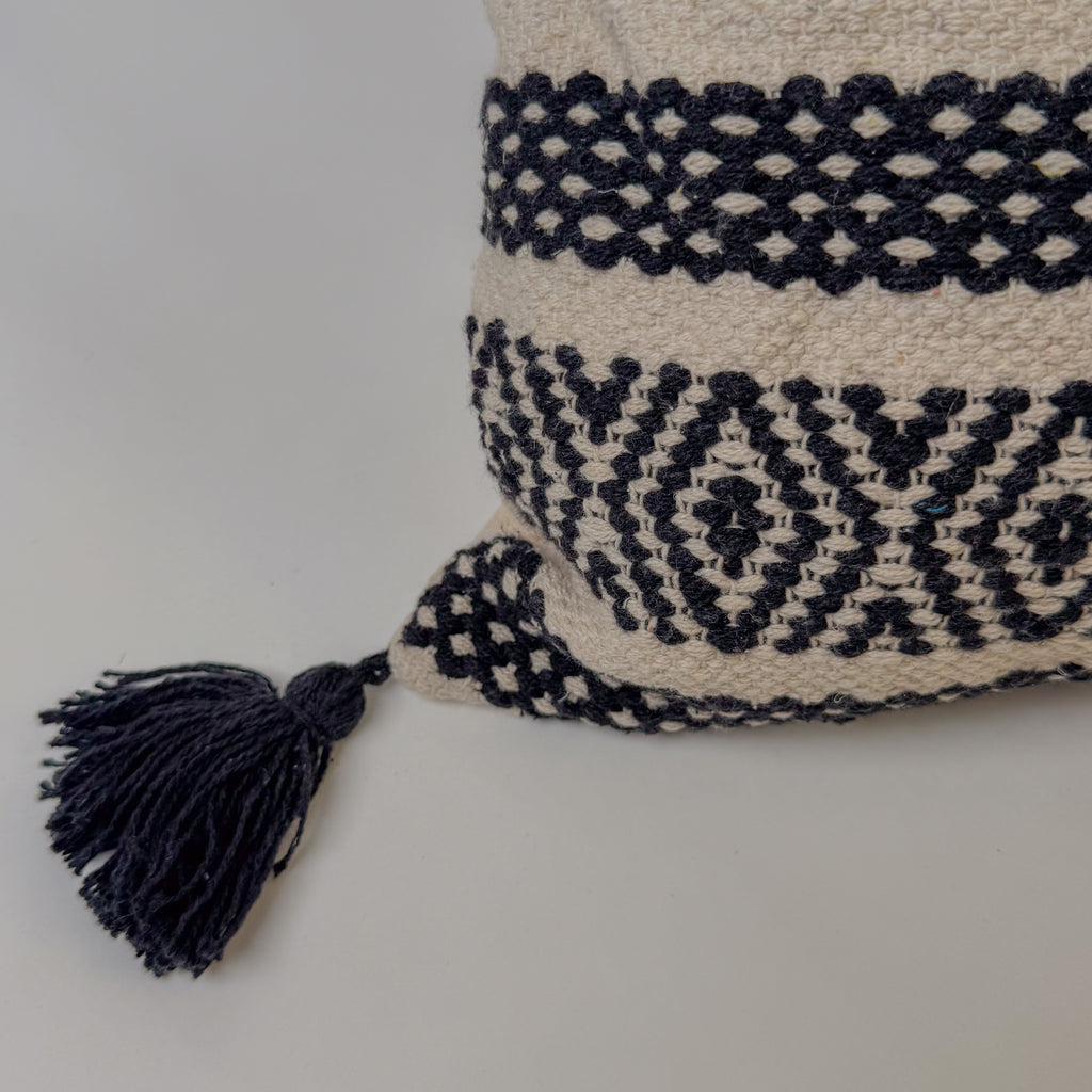 Boho Oversized Cushion Cover – Obsidian Tribal Stripes