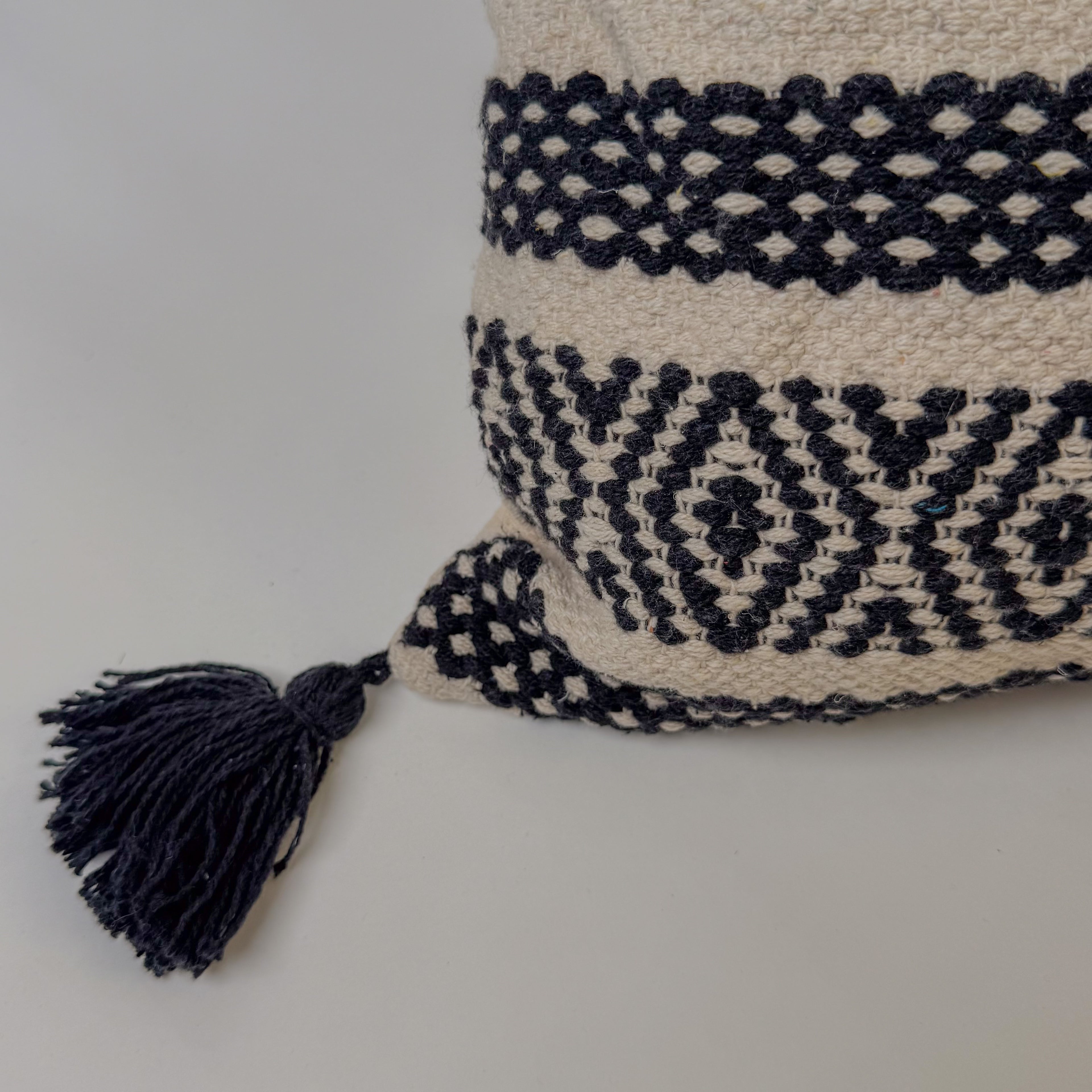 Boho Oversized Cushion Cover – Obsidian Tribal Stripes