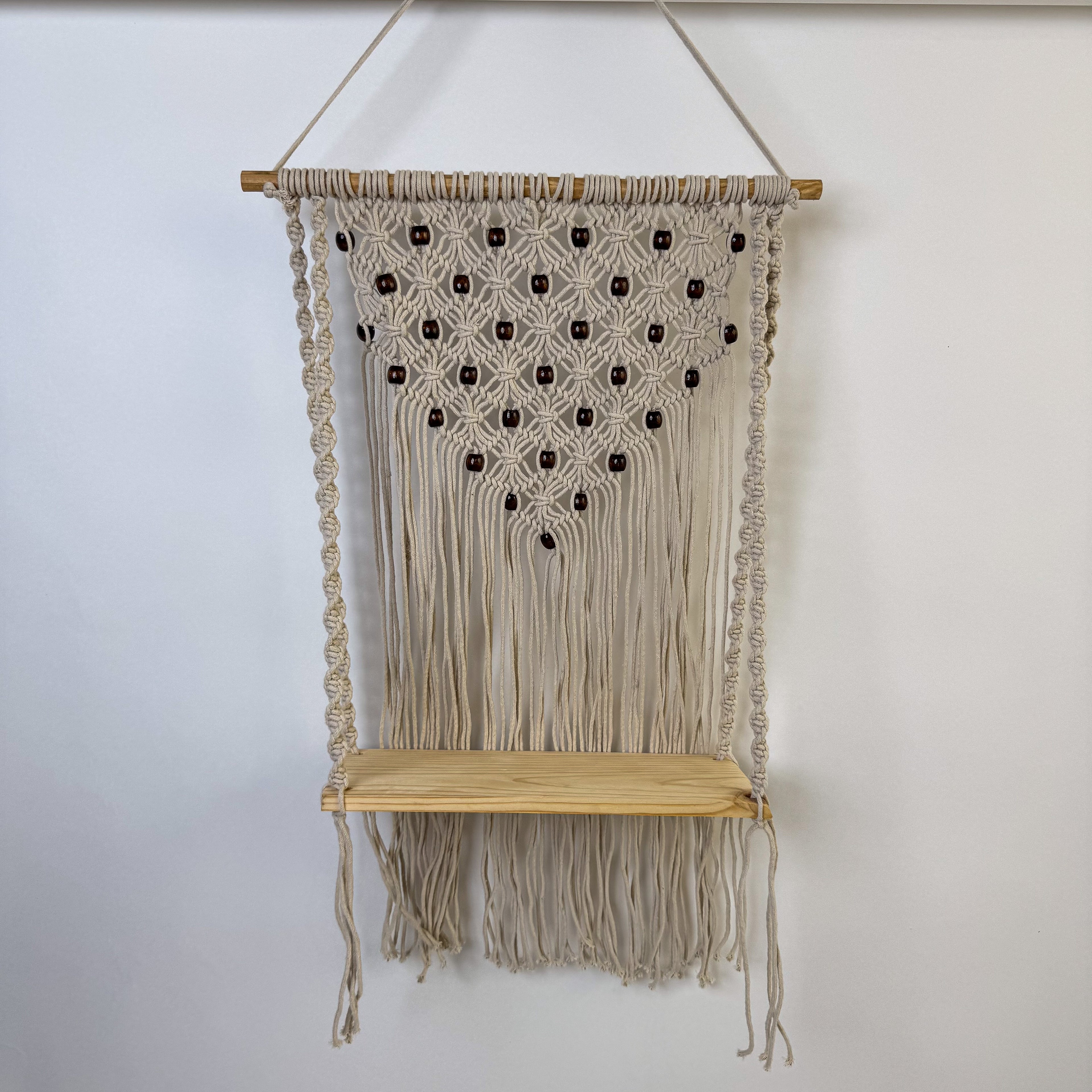 Boho Wall Shelf – Macramé Wall Shelf with Angular Drape