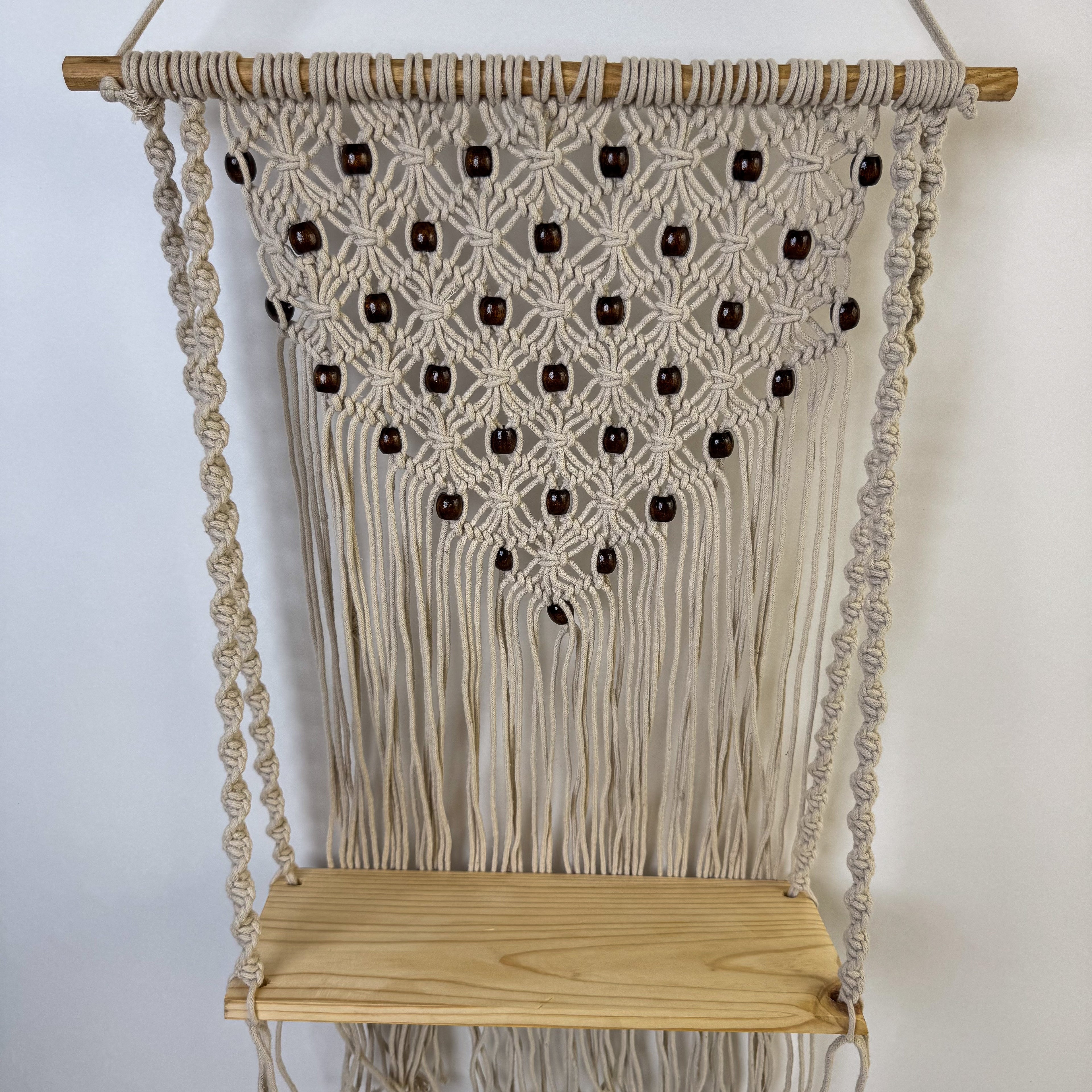 Boho Wall Shelf – Macramé Wall Shelf with Angular Drape
