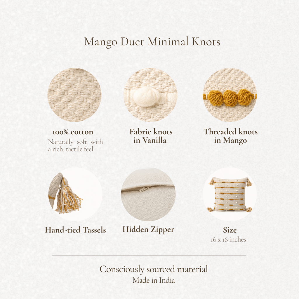 Boho Cushion Cover – Mango Duet Minimal Knots