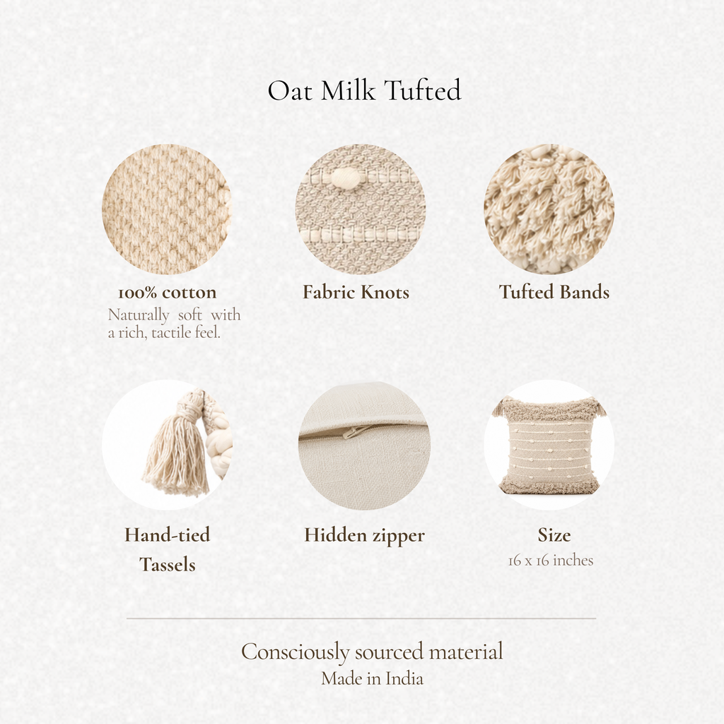 Boho Cushion Cover – Oat Milk Tufted
