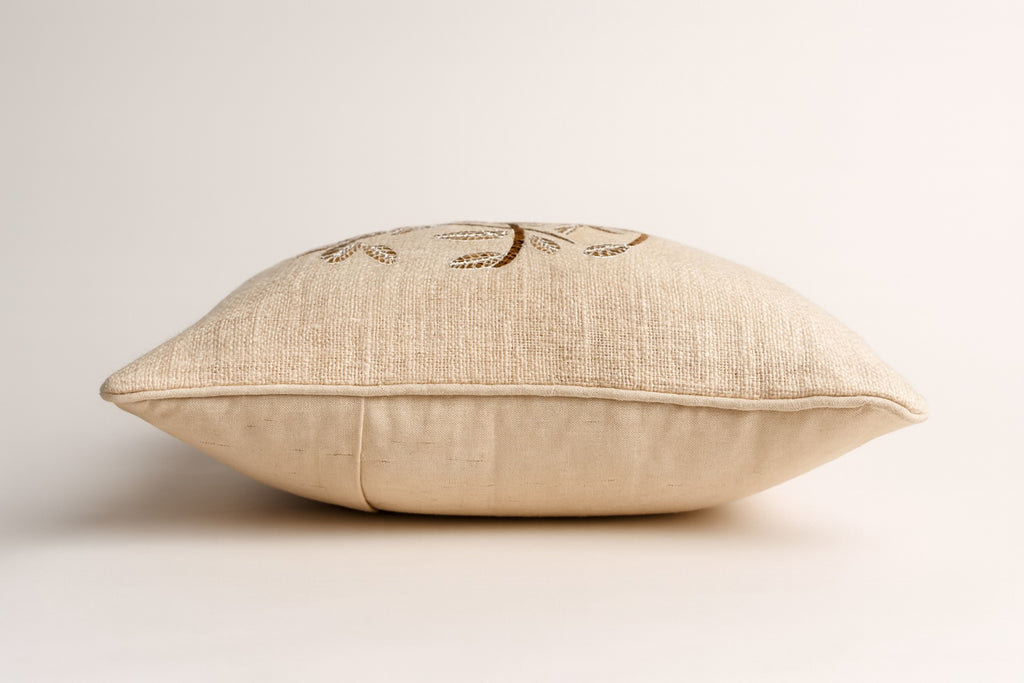 Natural White Cotton Cushion Cover – Tree of Calm Embroidery