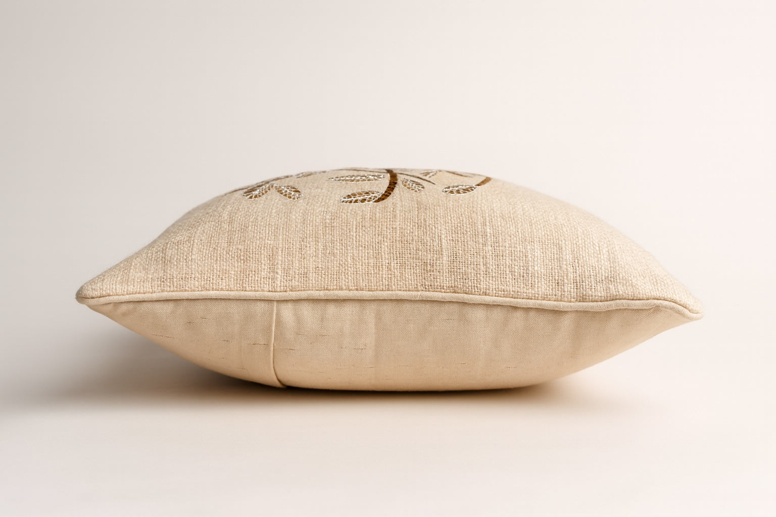 Natural White Cotton Cushion Cover – Tree of Calm Embroidery