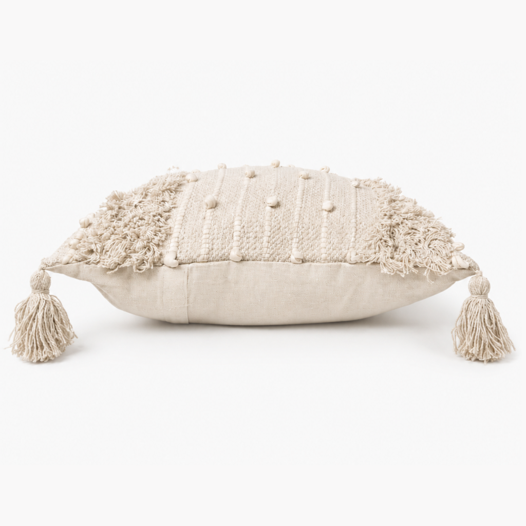 Boho Cushion Cover – Oat Milk Tufted