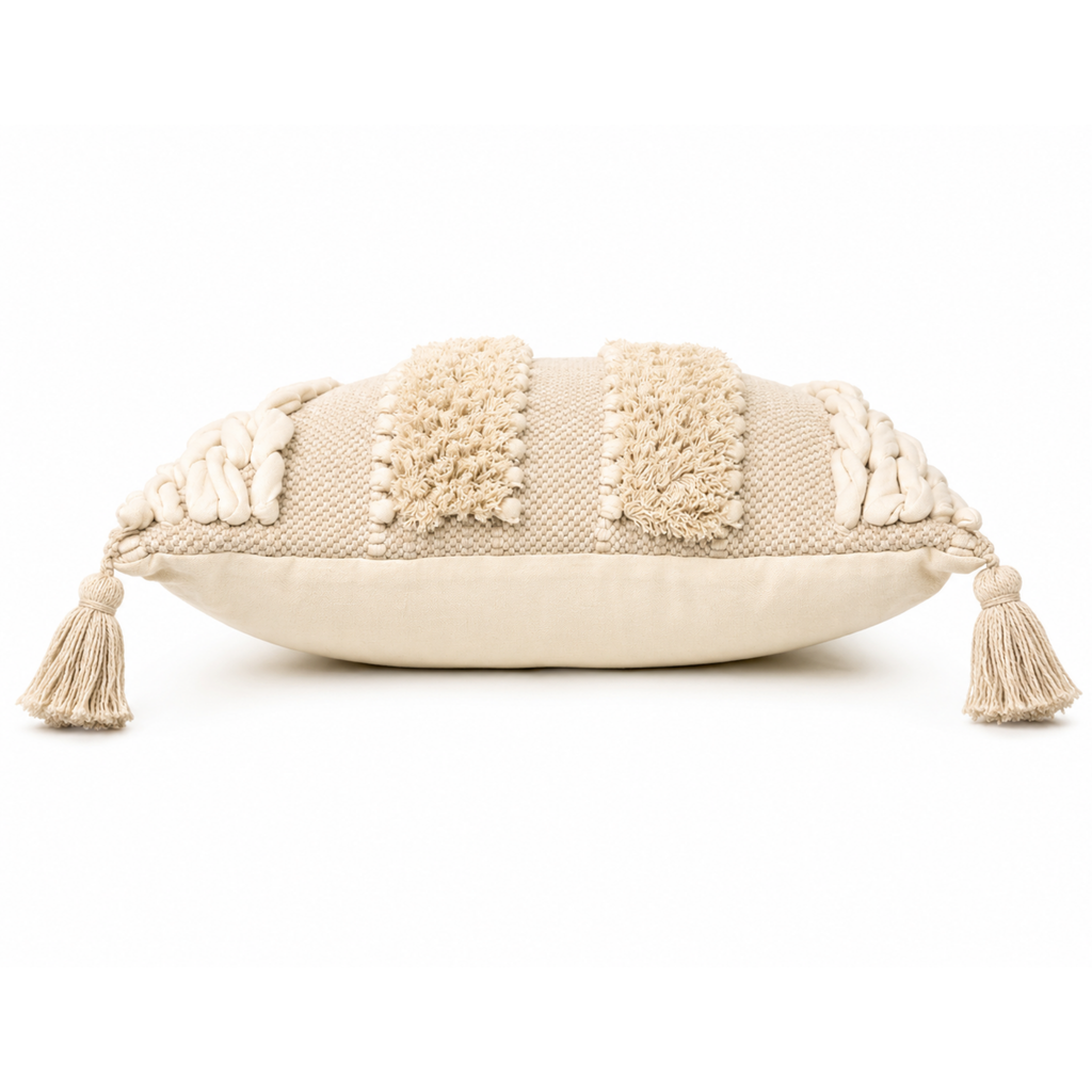 Boho Cushion Cover – Vanilla Cream Braids