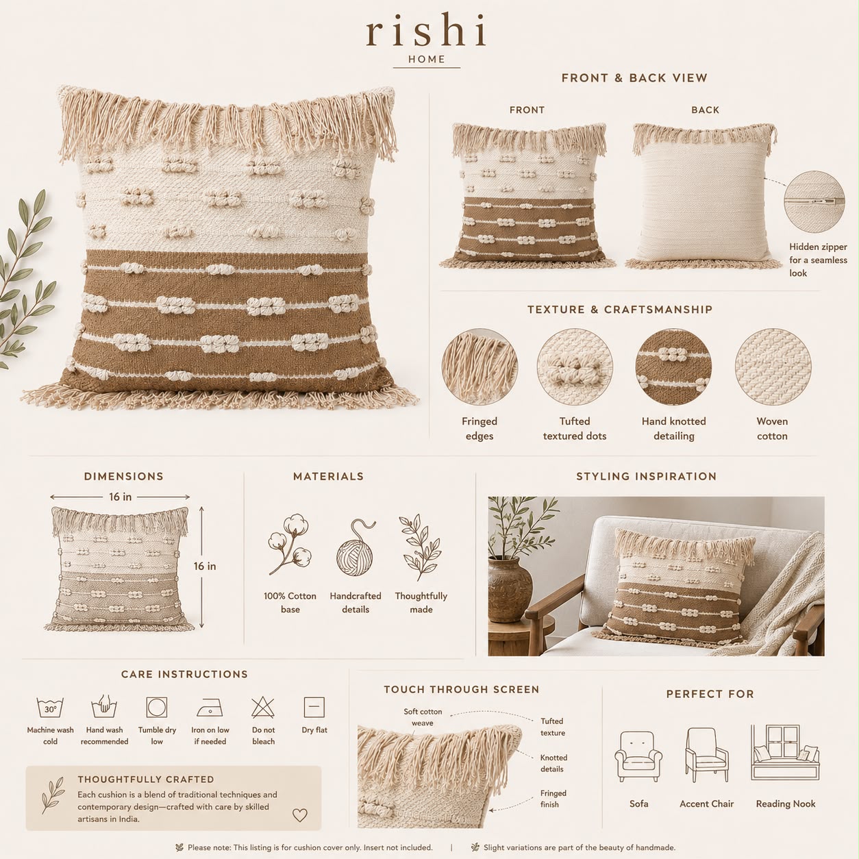 Boho Cushion Cover – Chocolate Milk